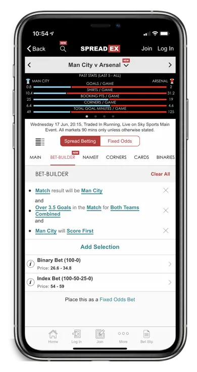 Spreadex sports iPhone 11 with Bet Builder June 2020